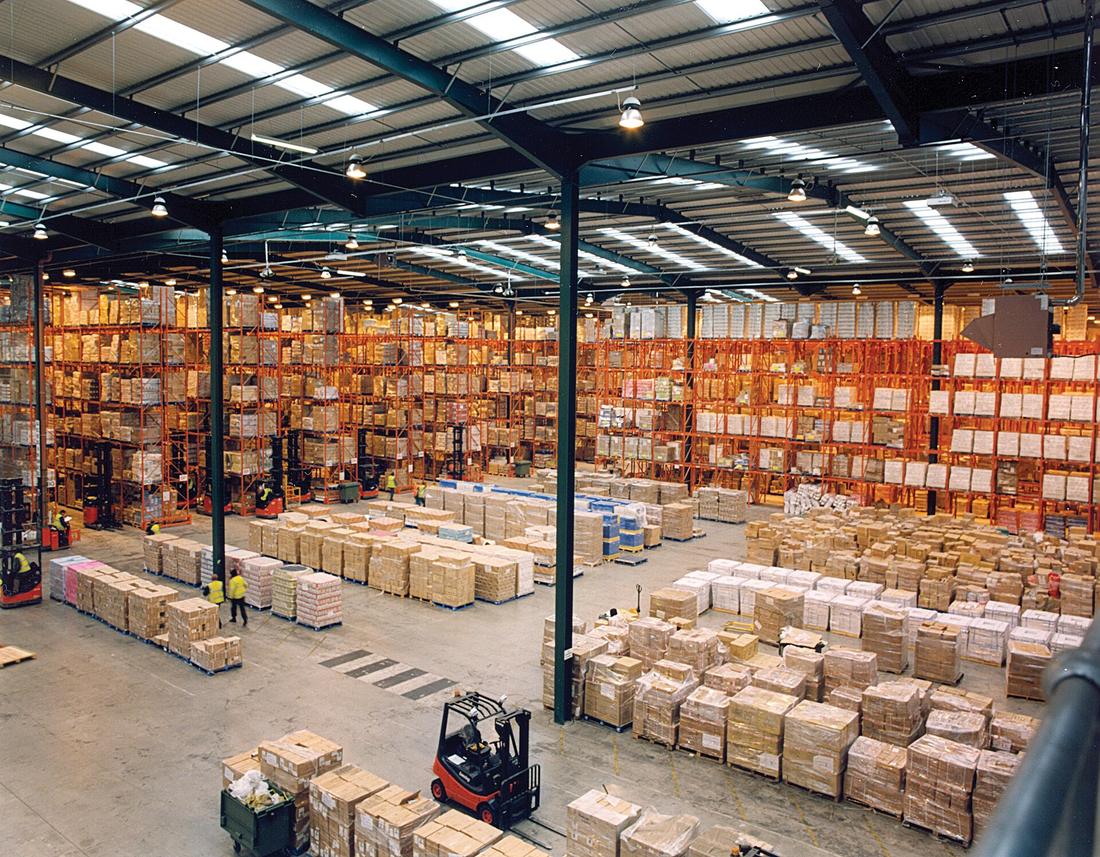 Pallet racking inside a modern warehouse