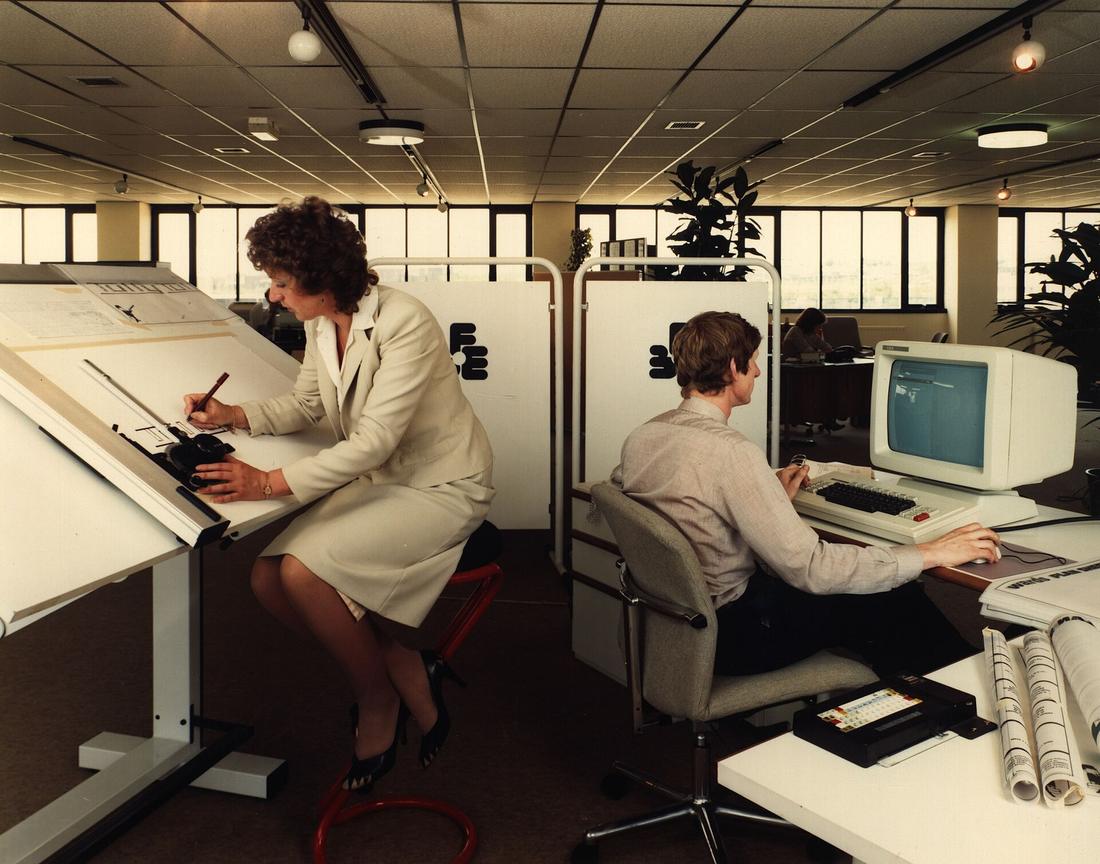 Office workers at their desks