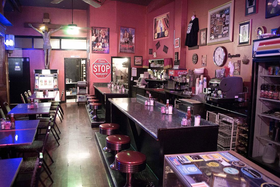 The lunch counter of a classic American diner